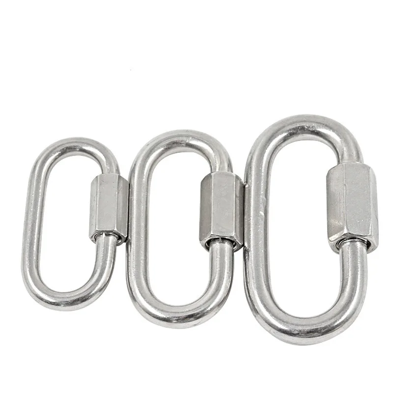 1 Pcs Carabiner Hook 304 Stainless Steel Oval Screwlock Quick Link Lock Ring Hook Chain Rope Connector Buckle Locked