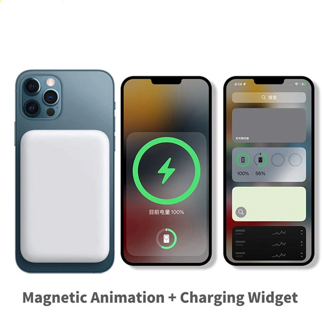 Banco de energía magnético para iPhone, batería externa Macsafe, cargador  inalámbrico para iphone 12, 13, 14