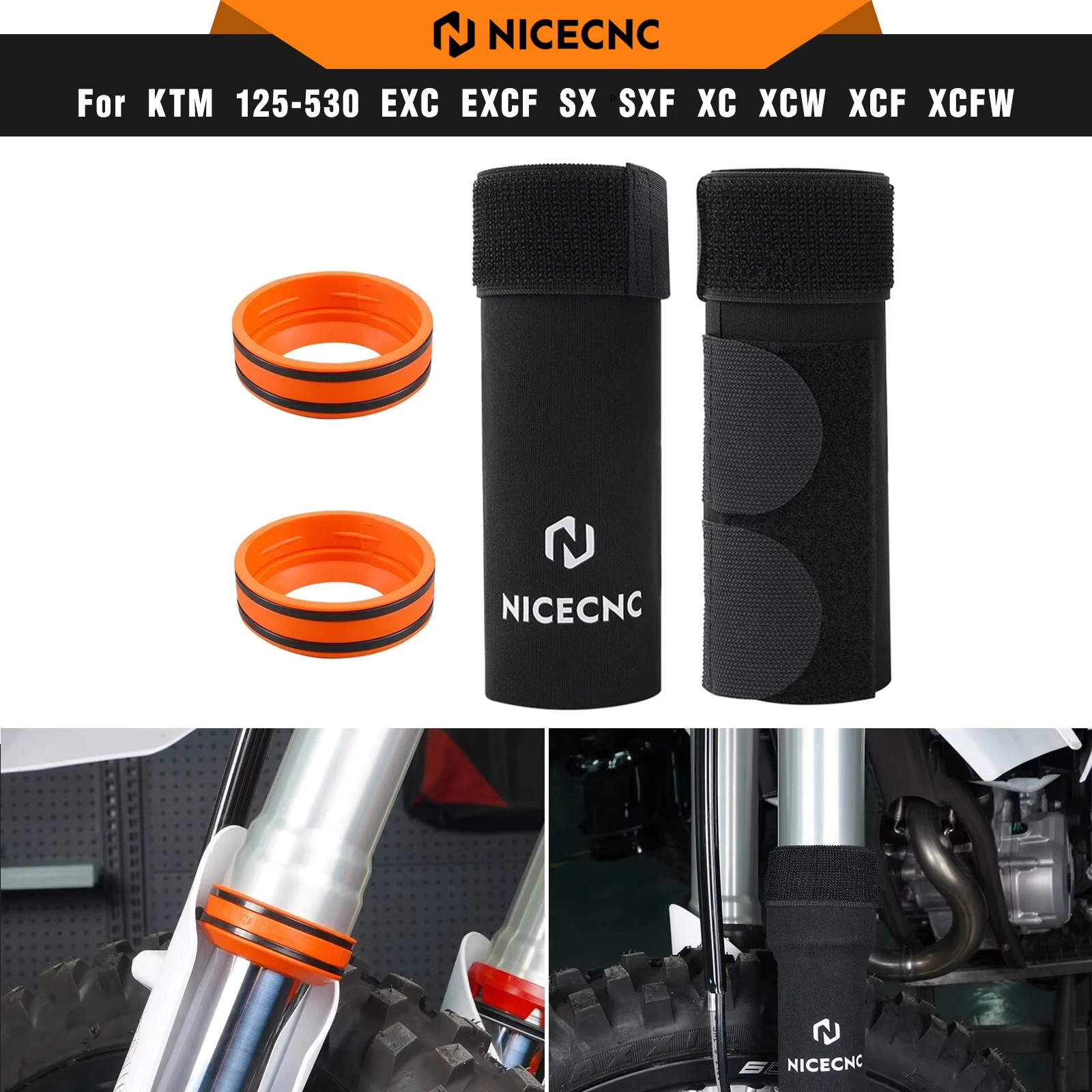 NICECNC Für KTM EXC 300 Gabel Socke Schutz Schlamm Schaber Für KTM EXC-F 350 SX 125 SXF 450 XC XCW Husqvarna TE 300 Sherco SE 300