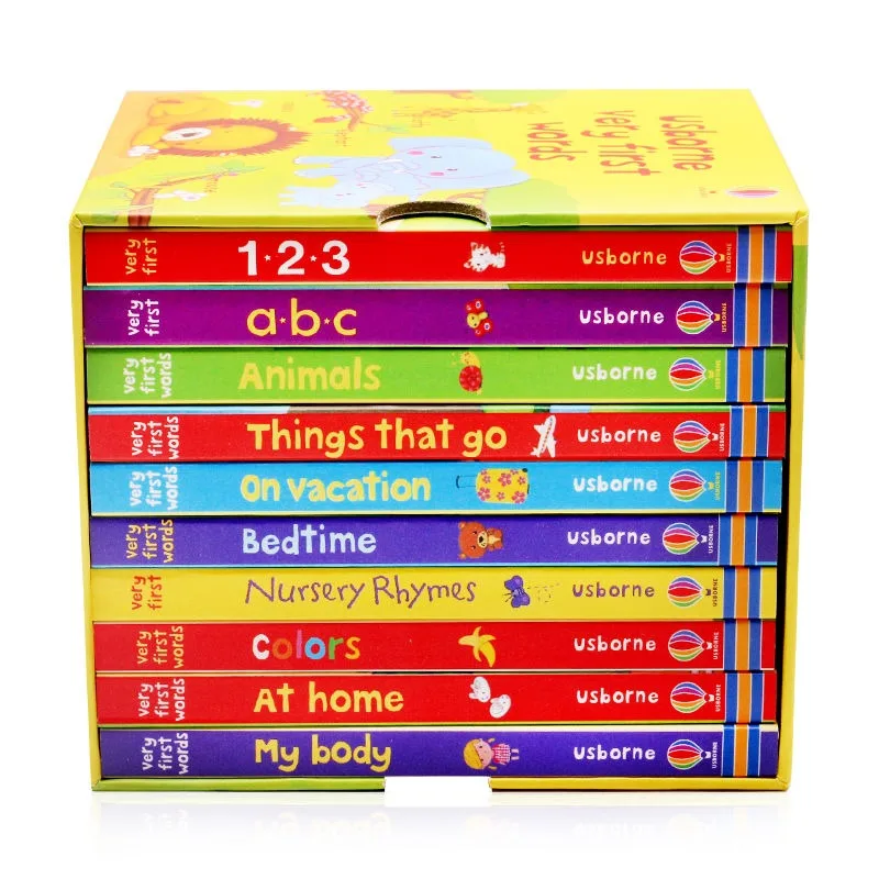 10books/set English Books Usborne Very First Words Hardcover Board Book Children's Enlightenment Educational  Picture Textbook
