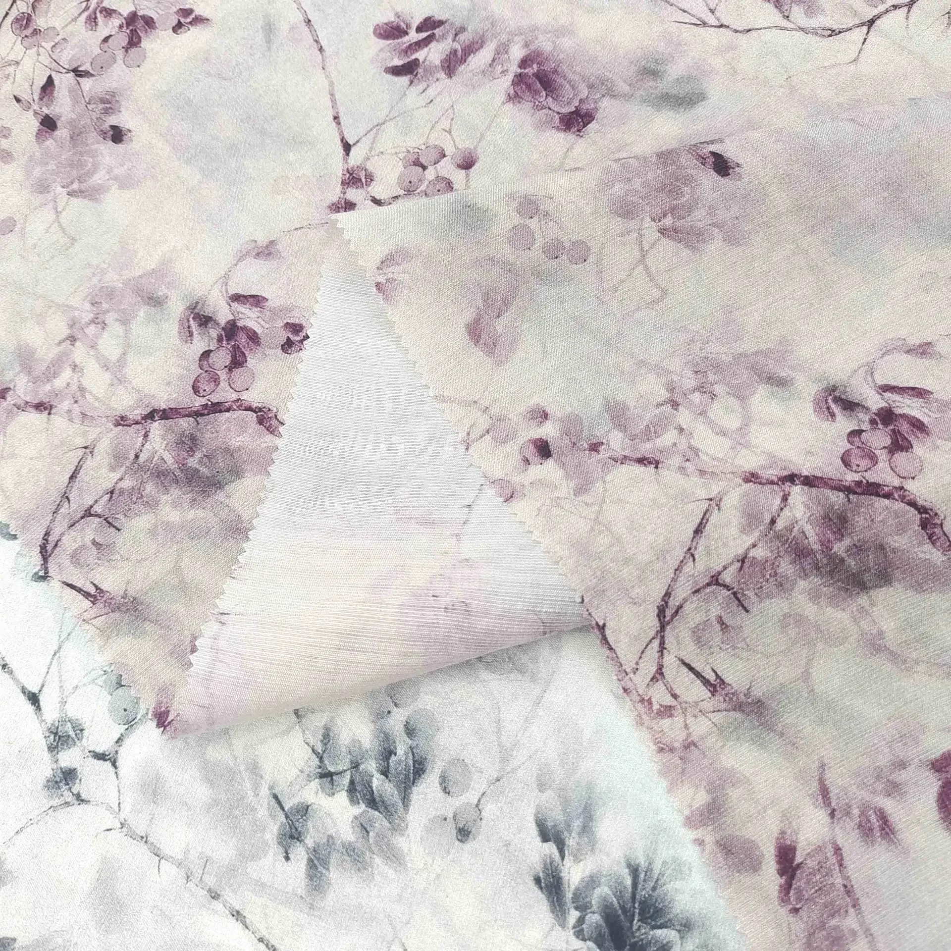 Digital Printing Fabric Water-Media Diffusion Cotton Twill Weave Spring Summer Women's Cheongsam Material Floral Pattern