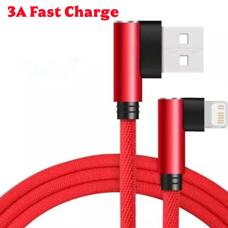 Elbow Design USB Charger Cable for Apple Devices - Multiple Lengths Available