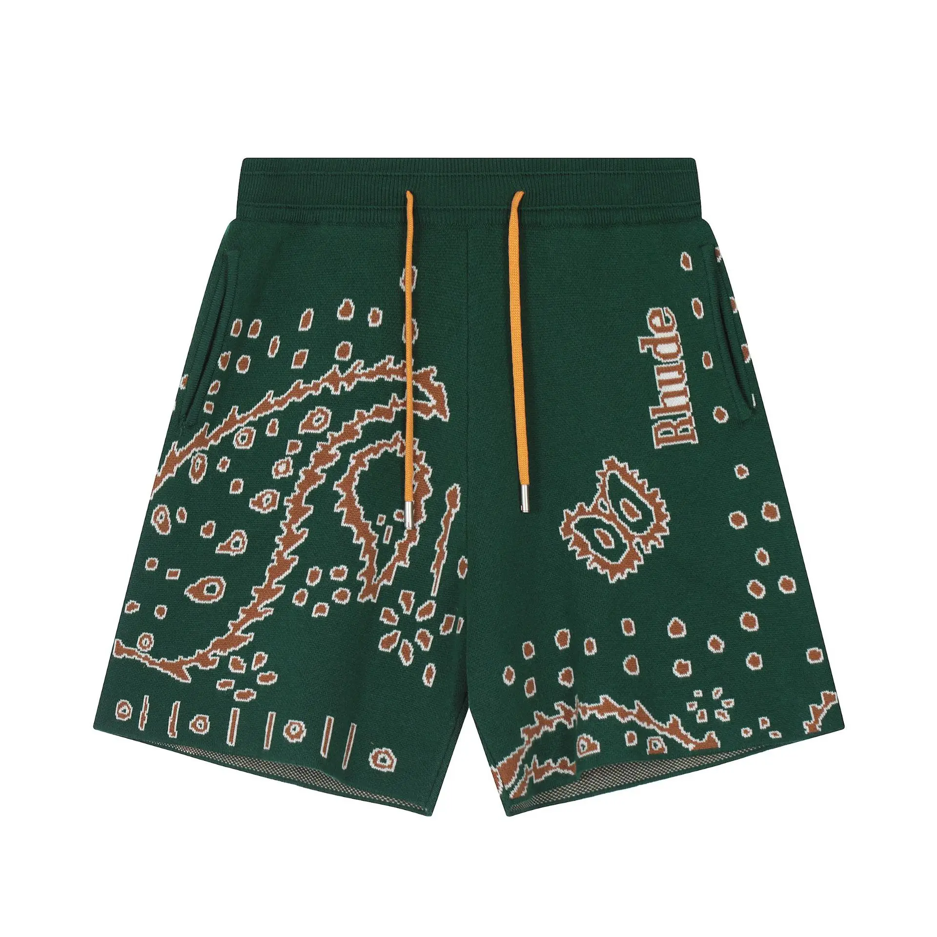 Summer Hot Sale Of The Season R@UHDE Knitted Short Pants High Street Style Men's Casual Loose Fit Mid Waist No Belt Printed C...