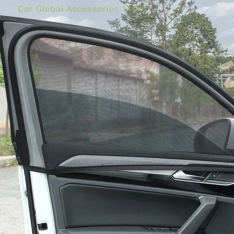 Car Sunshade Net Window Privacy Net Mosquito Net 2pcs/set With Buckle UV Protection Heat Reduction
