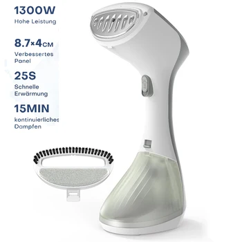 Piroscafo per indumenti portatile 1300W 2 in 1 Ferro da stiro Pulitore a vapore elettrico Macchina da stiro piatta portatile per rimozione acari per casa, ufficio 1