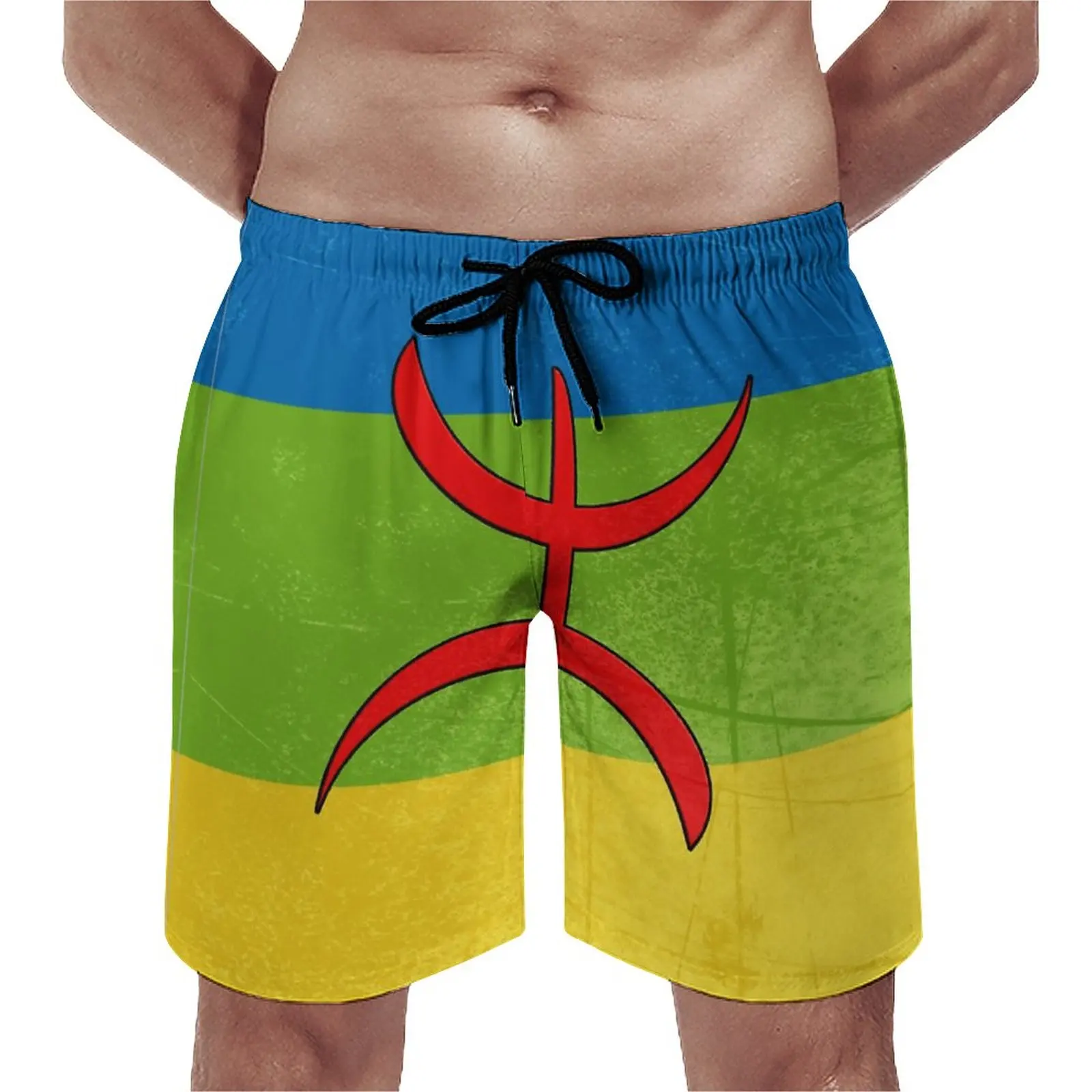 

Amazigh Flag - Berber Flag43913637 Beach Shorts Causal Breathable Quick Dry Exceptional Summertime Arbitrary Adjustable Drawcord