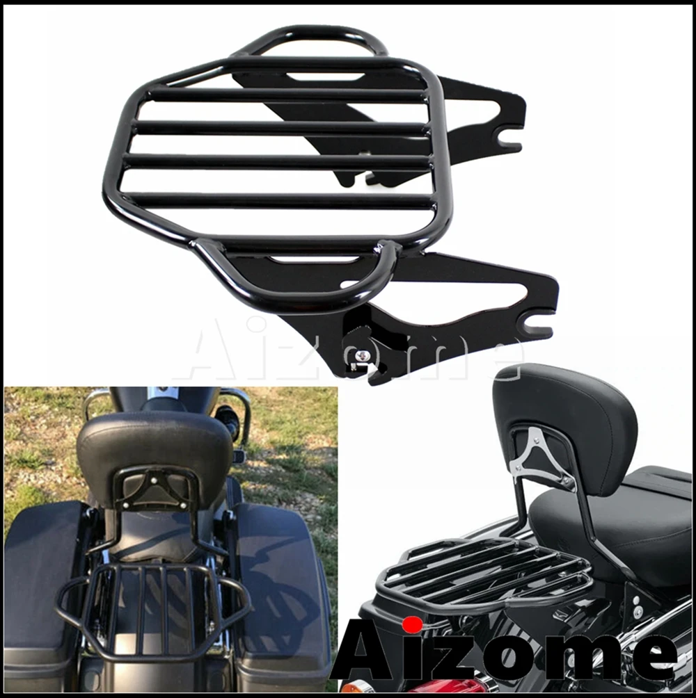 Detachable Rear Sissy Bar Rack Motorcycle Luggage Shelf For Harley
