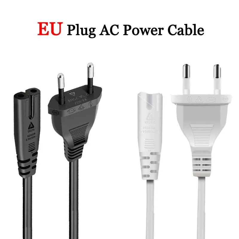 2-Prong-EU-Plug-AC-Power-Supply-Cable-White-Black-1-5m-Connect ...