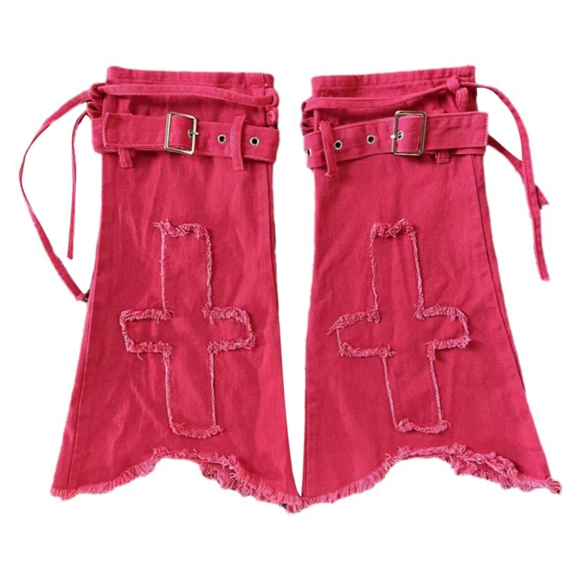 

Harajuku Denim Leg Warmers E-girl Gothic Cross Pattern Aesthetic Knee High Socks Boot Cuffs Cover Women Grunge Streetwear