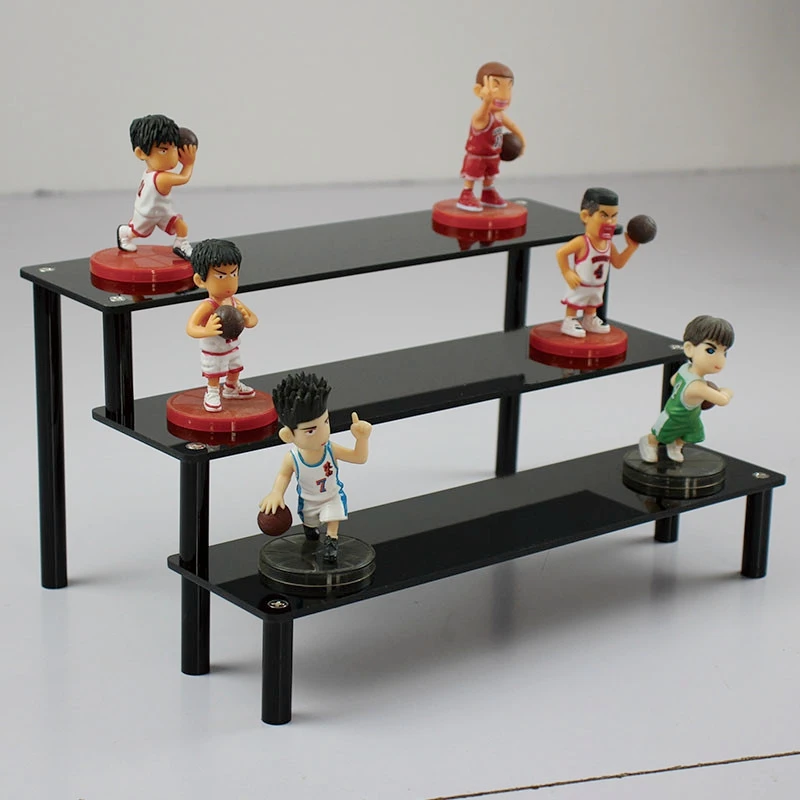 

1-5 Layer Black Acrylic Display Stand for Funko Figures,Cosmetics,Cupcake Perfume,Doll;Display Riser Rack Shelf for Organizer
