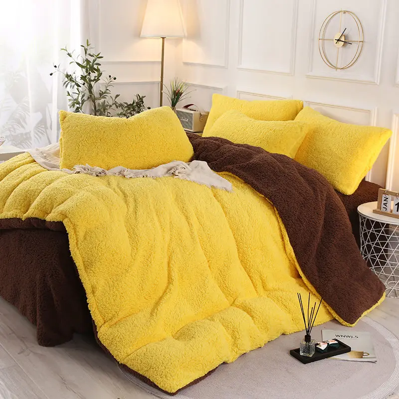 

Fleece Bed Sheet 4 Piece Set 1.8m Bed Coral Plush Bedding Supplies 200x230cm King Size Bedding Set