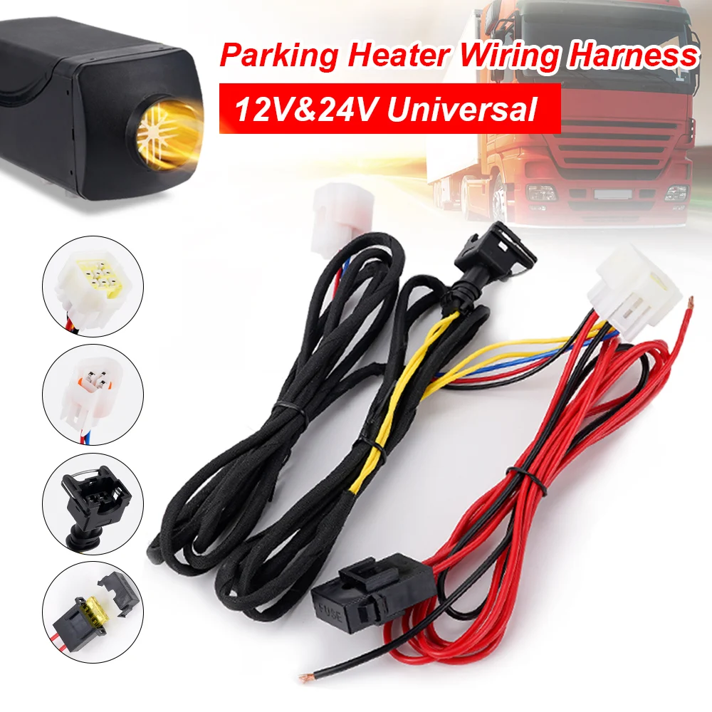 12V/24V Car Air Diesel Parking Heater Wiring Harness Black/White Plug  Motherboard LCD Switch Adapter For Eberspacher Webasto Kit