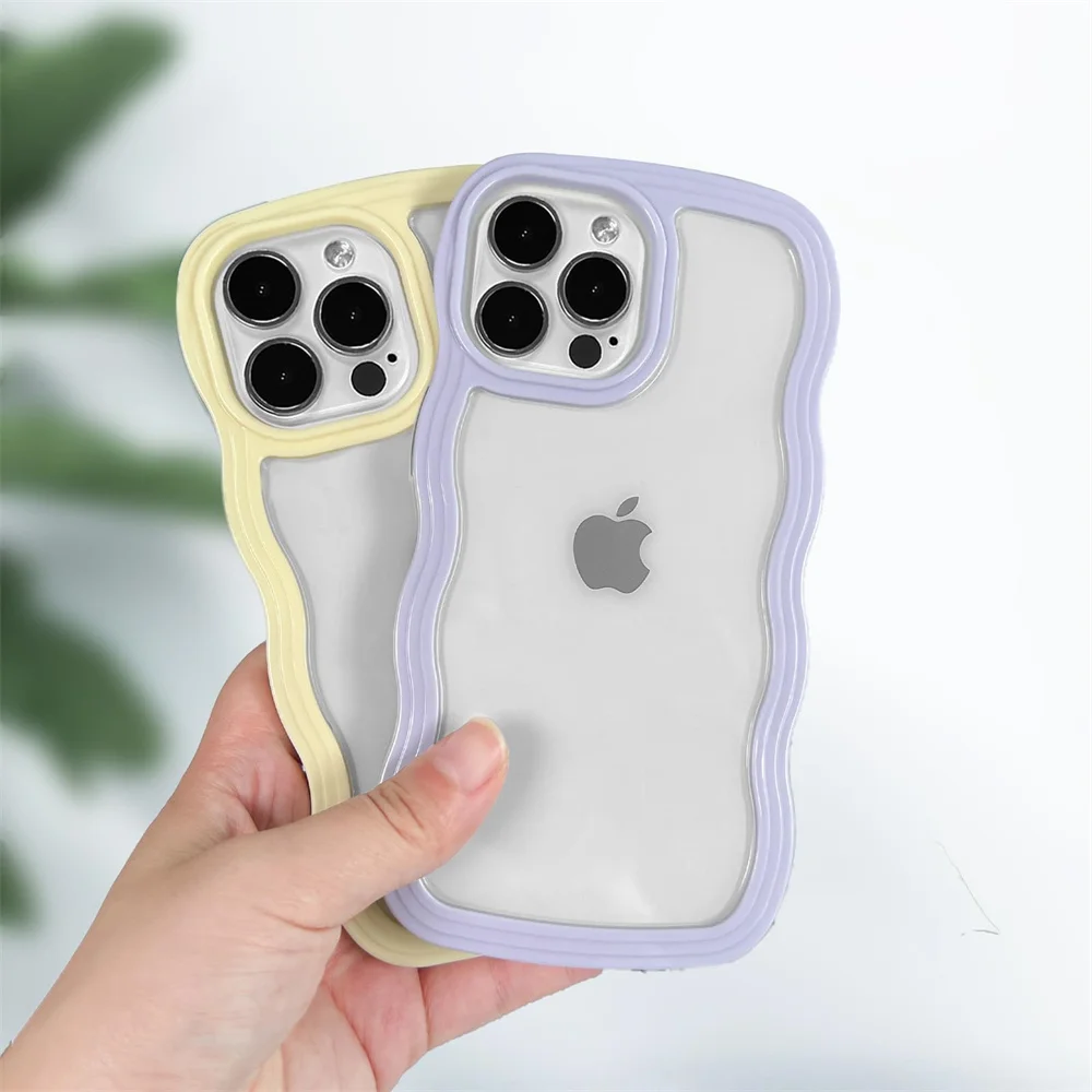 Soft Curly Wavy Shockproof Clear Phone Case Cover