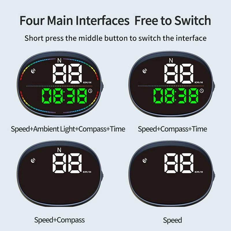 Car Gps Speedometer,Hud For Car Heads Up Display Mph, Digital Speedometer, Multifunction Speed Display For Cars-A61M
