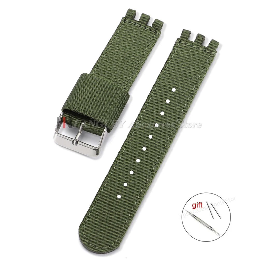 Green & Black Sport Nylon Watchband - Fabric Weave Wristband Replacement