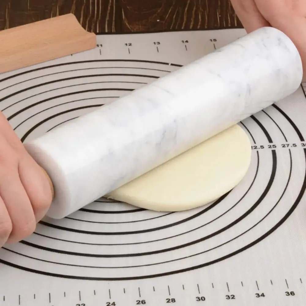 Description Picture 6 of itemPractical Wooden Handle Marble Rolling Pin Smooth Surface Nonstick Dough Roller with Storage Base Rolled-out Dough Stick Fondant