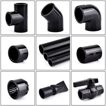 1Pc 16~50mm Black PVC Pipe Connector Straight Elbow Tee Joints Aquarium Drainage Tube Fittings Garden Irrigation DIY Accessories 1