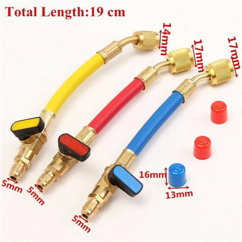 Manifold Gauge Set 3pcs R134A R410 R22 800-4000 PSI Manifold Gauge Set A/C Refrigeration Charging Hose HVAC Refrigerant Hoses Set With Ball Valve