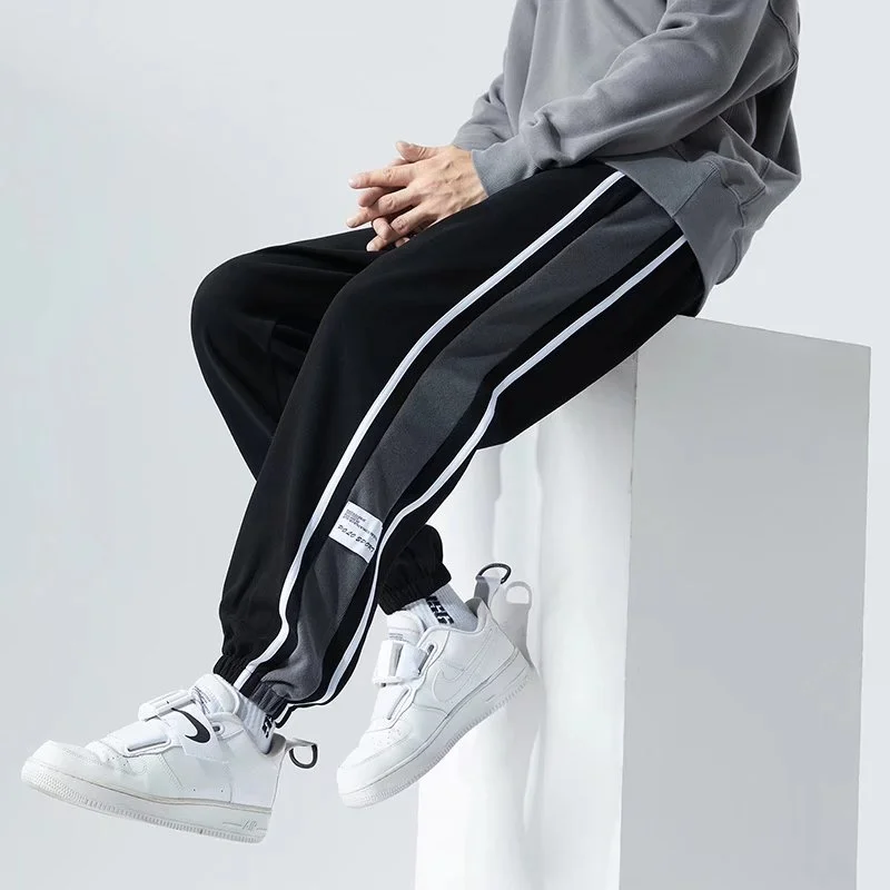 

Side Striped Casual Pants Men Oversized Baggy Wide Leg Trousers Elastic Waist Streetwear Joggers Fashion Harajuku Men Pants 5XL
