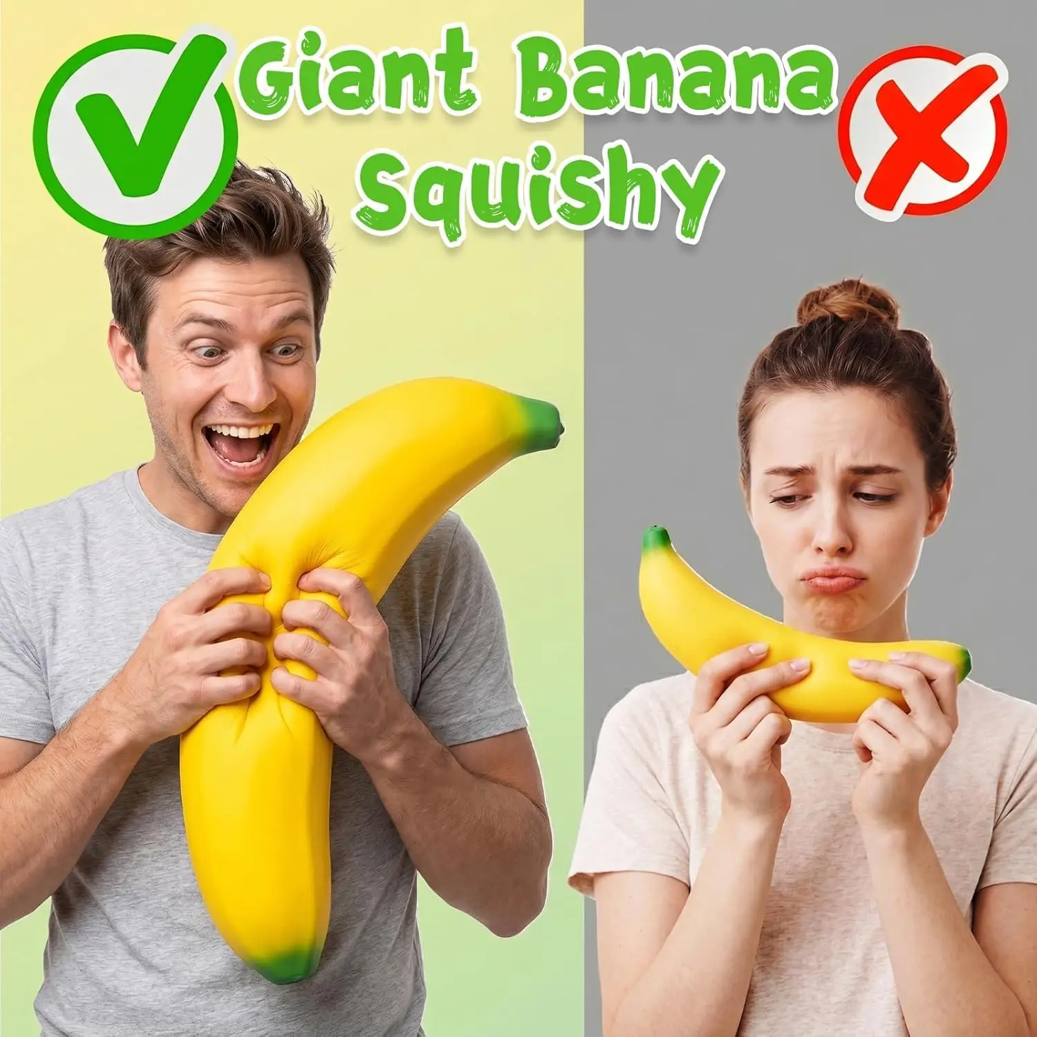 Banana Squishy, Jumbo Squishy Banana Giant Big Realistic Bananas Moldable Soft Squishys Slow Rising Stress Ball for Anxiety Stress Party Favor for Adults (18IN Banana) 3