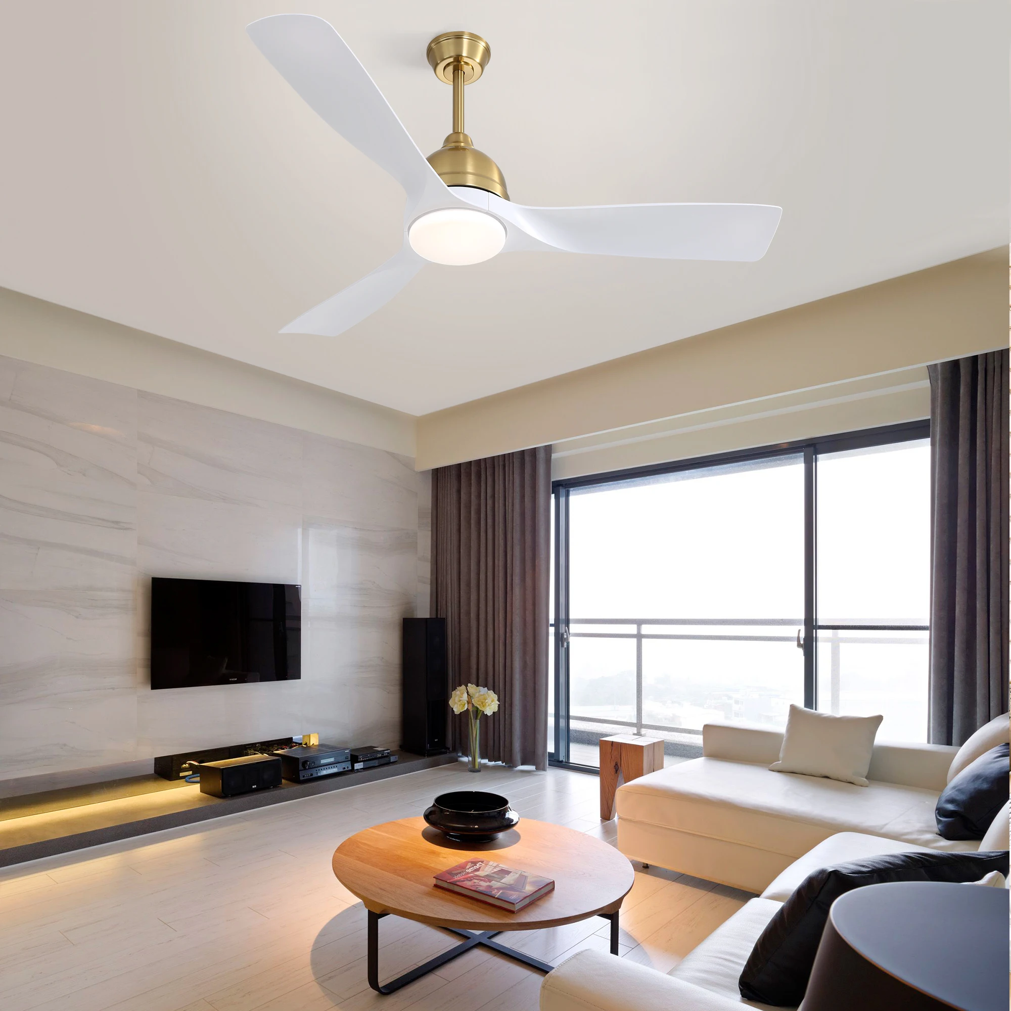 Sofucor 54-inch DC 6-Speed Wind Ceiling Fans With Remote Control With Light Home Fan