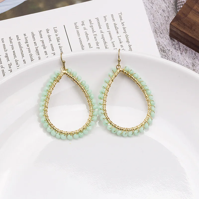 Wgoud Novelty Elegant Glass Bead Handmade Teardrop Earring For Women And Girls New Design Personality Party Gift Accessories