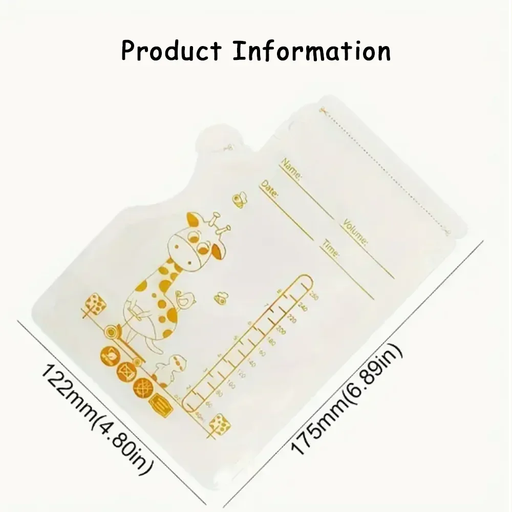 30 Pack 250ml BPA Free Milk Storage Bags Safe Breast Milk and Baby Food Freezer Bags for Easy Feeding