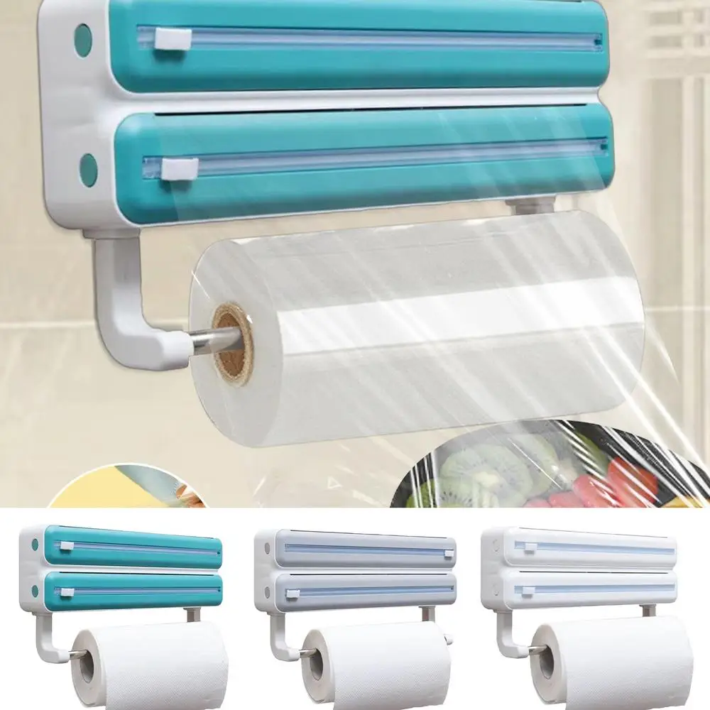 Description Picture 3 of itemAluminum Foil Dispenser Wall Mount Kitchen Aluminum Foil Storage Organization With Cutter Wrap Storage Box Dispenser With Tissue