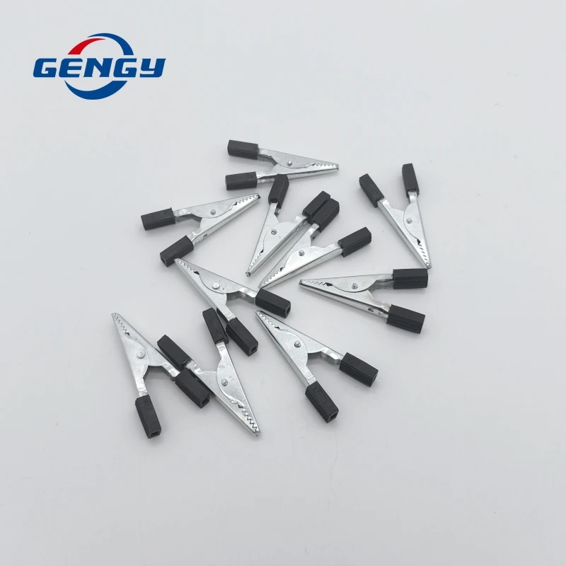 10 Pcs Iron Crocodile Clip 32mm-50mm Plastic Handle Test Probe Alligator Clips Connector Connect Socket Plug