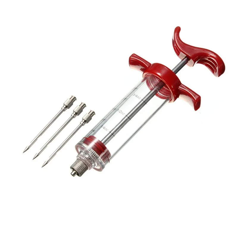 Food Grade PP Stainless Steel Needles Spice Syringe Set BBQ Meat Flavor Injector Kithen Sauce Marinade Syringe Accessory