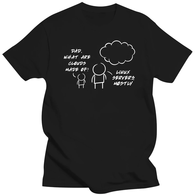 Linux Server Principalmente Cloud T Shirt Summer Men O Neck Cotton Computer Programmer Tshirt Funny Man T-Shirt