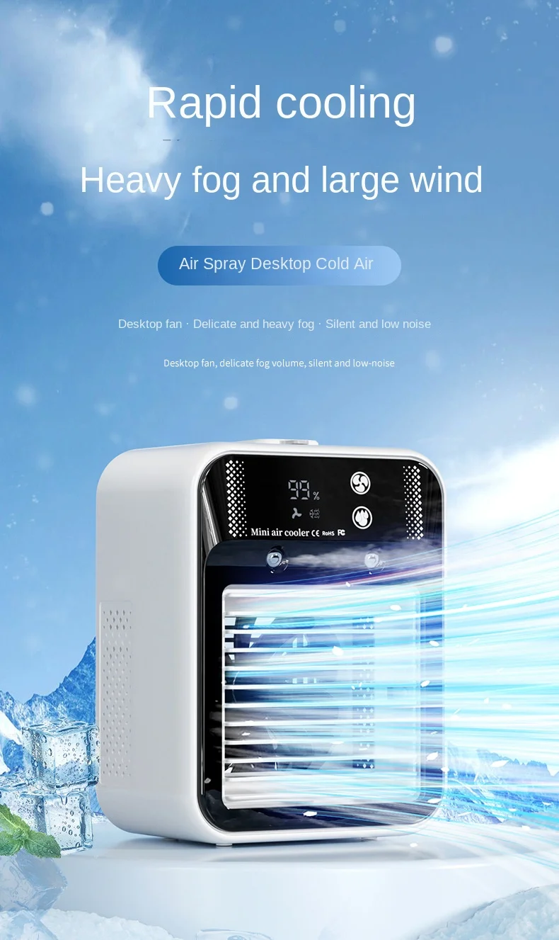 Description Picture 2 of itemNew Desktop Diffuser Fan Water Tank Air Cooler Portable Personal Cooling Device 3000mAh Humidifier Fan Low Voltage Operation Fan