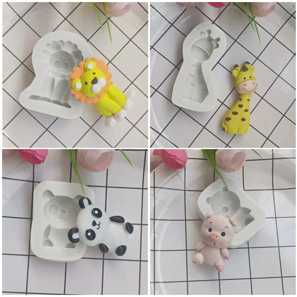 3D 동물 곰 돼지 토끼 실리콘 사탕 공예 금형, 수지 도구, 컵케이크 베이킹 금형, 퐁당 케이크 장식 도구