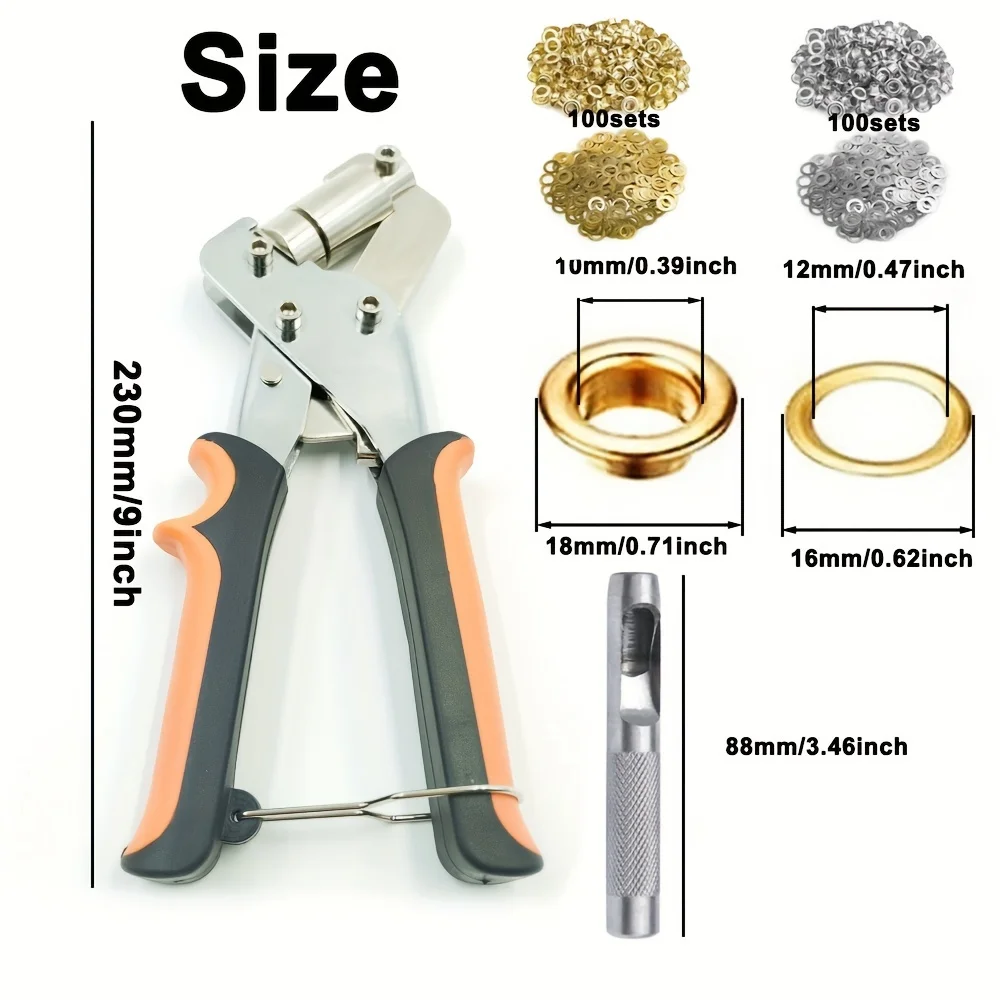 Eyelet Punch Set 200pcs 10mm Rings for DIY Fabric Projects Sewing & Crafting