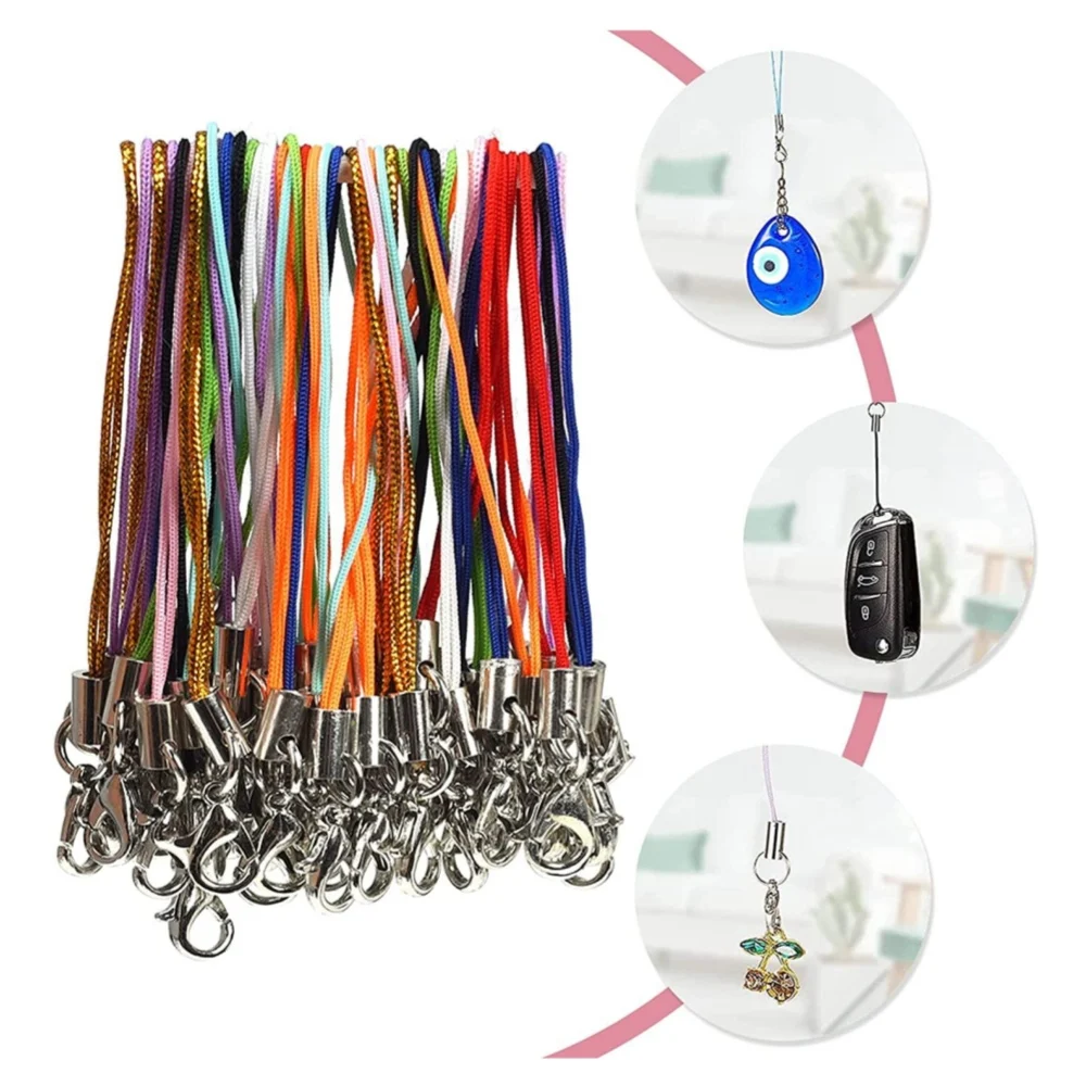 50/100 stücke Bunte Karabinerverschluss Lanyard Strap Cord Seil Für DIY Schlüsselbund Schlüsselanhänger Handy Charme Machen Liefert Zubehör – Detail 9