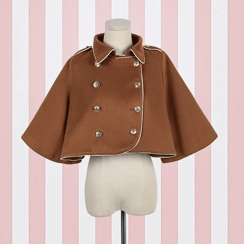 Lolita Dress Detective Bear Cospaly Women's Preppy Style Neck Tie Long Sleeve Dresses And Woolen Cloak lolita dress lolita cosplay costumes