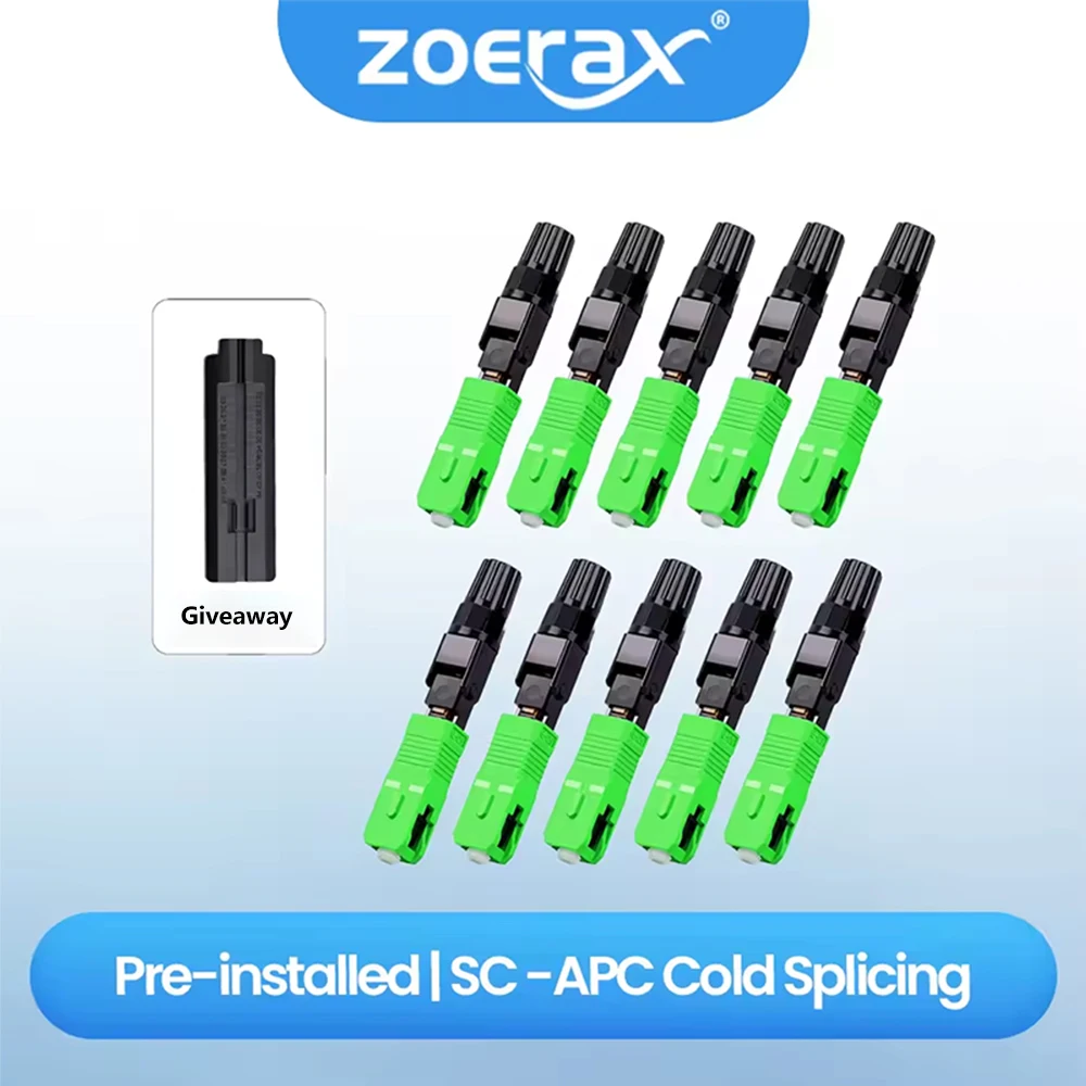 ZoeRax 10PCS SC APC Embedded Optic Fiber Quick Connector for FTTH Reusable Fusion Fiber Optical Cold Adapter Connect Tool Fiber Optic Adapter