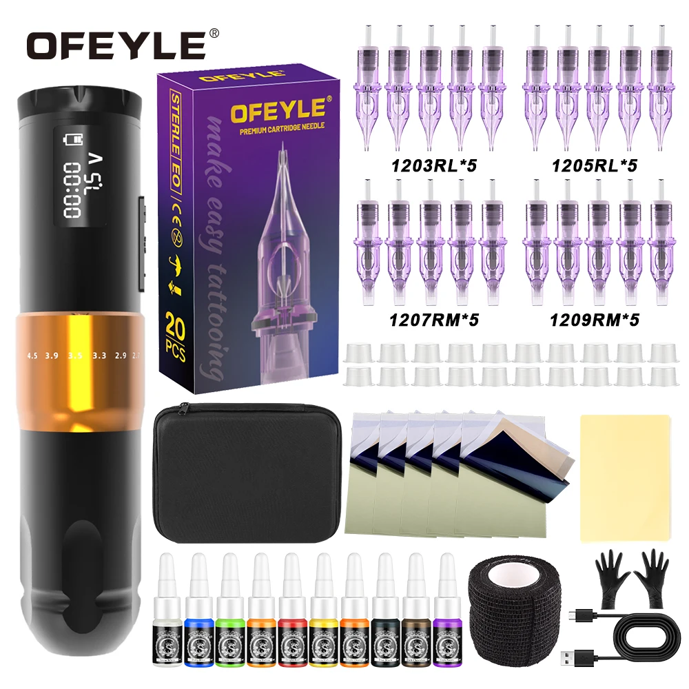 Kit completo per tatuaggi Kit macchina per tatuaggi Wireless corsa regolabile 2.7-4.5Mm cartuccia per tatuaggi Mix penna per tatuaggi per tatuatori