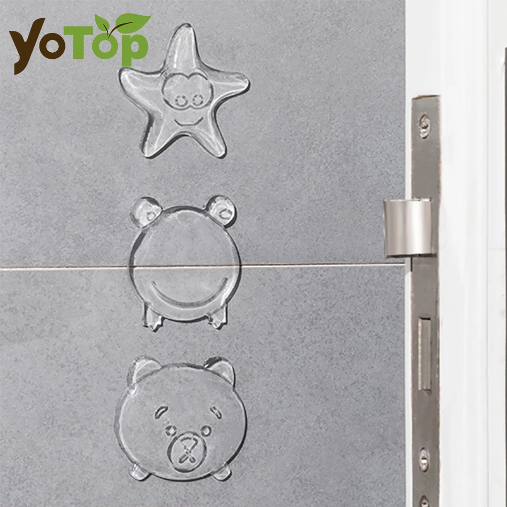 Transparent Cartoon Silicone Door Stopper Anti Collision Self Adhesive Wall Guard Safety Shockproof Noise Reducing Bumper Pad