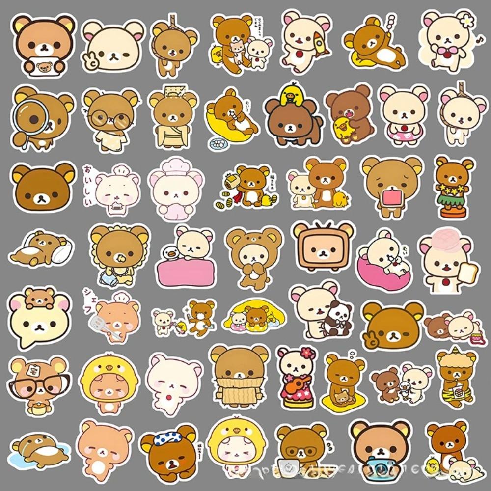 100 Stück Kawaii Rilakkuma Bären-Aufkleber für Gitarre DIY Fahrrad Skateboard Laptop Gepäck Niedliche Cartoon-Sticker Spielzeug-Deko – Detail 10