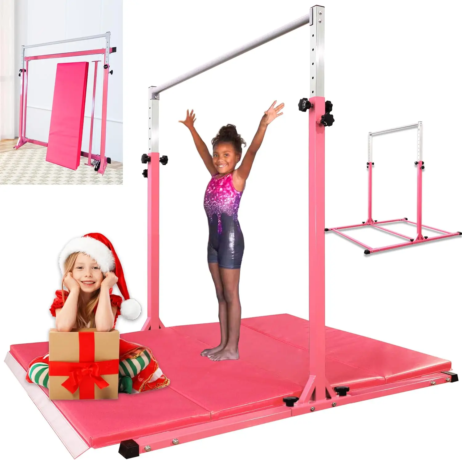 Sturdy High Bar for Training 48''-71'' Heights -No Wobble Gymnastic Bar for Kids Ages 3-14 Years, Weight