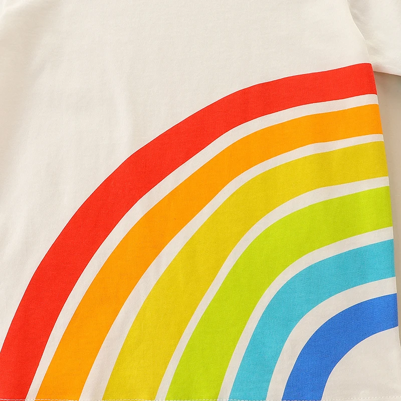 One-piece Summer Boys Short Sleeve Casual Knit Cotton Cartoon Rainbow Pattern Crew Neck T-Shirt 2-7 Y 4