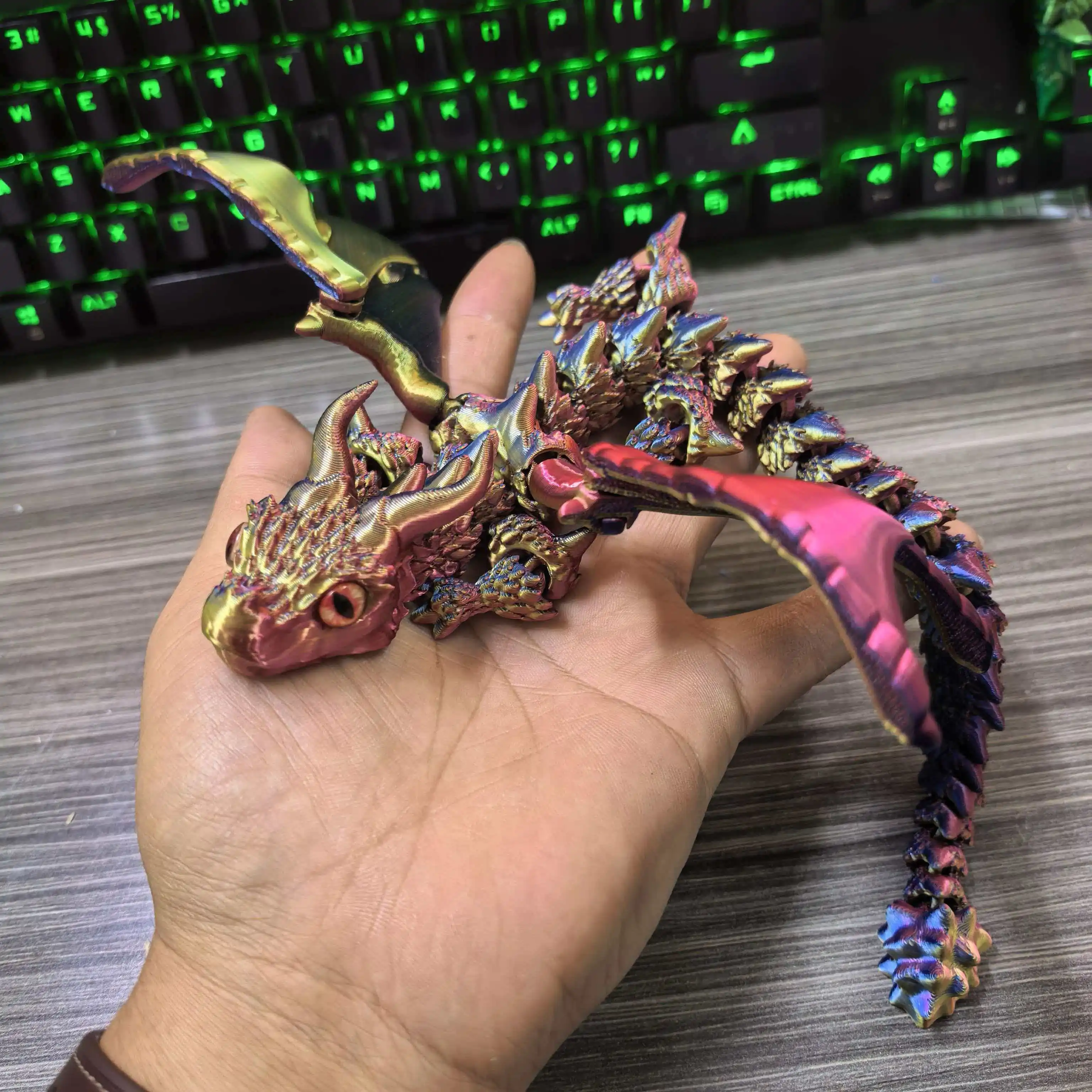 22-30CM 3D Printed Simulated Eyes Flying Dragon Baby Ornaments Joints Can Move Dragon Rockery Fish Tank Landscaping Decoration 2