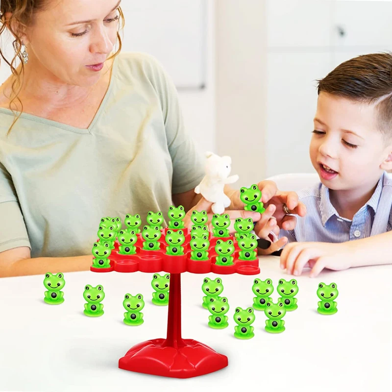 Montessori Frog Balance Game Toys Parent-Child Interactive Family Puzzle Game Birthday Christmas Bulk Frogs Tree Gifts for Kids 6