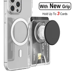 Magnetic Wallet with Expanding Grip and Card Holder (Transparent Black)