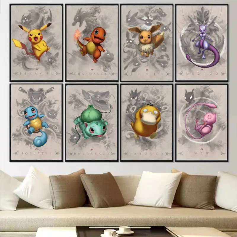 Canvas Art Walls Painting Pokemon Squirtle Hanging Prints And Prints Comics Pictures Regali Per Bambini Soggiorno Moderno