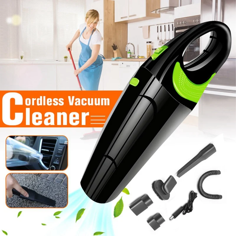 차량용 가정용 미니 무선 진공 청소기, 건식 습식 집진기, USB 충전, 12V, 4000Pa