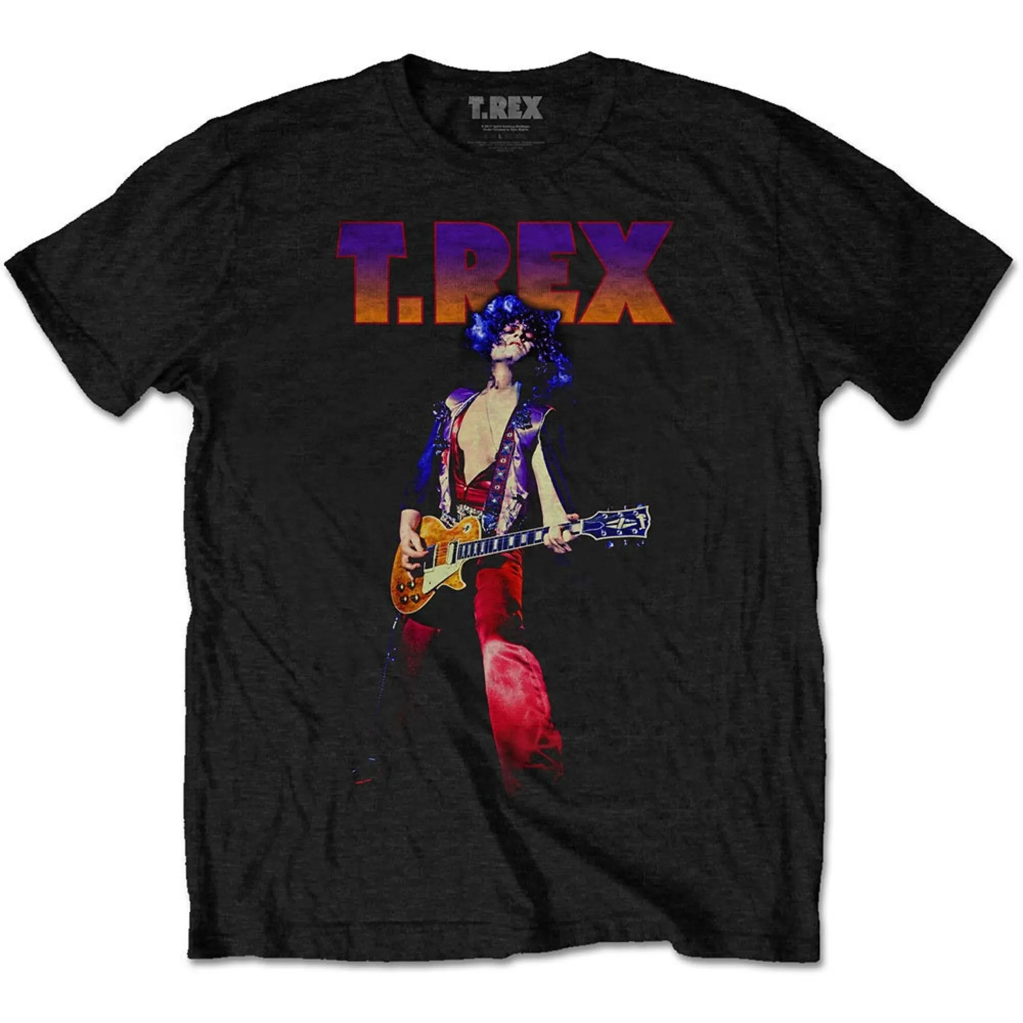 T Rex Marc Bolan Gitarre Pose Rock Offielle Shirt Herren