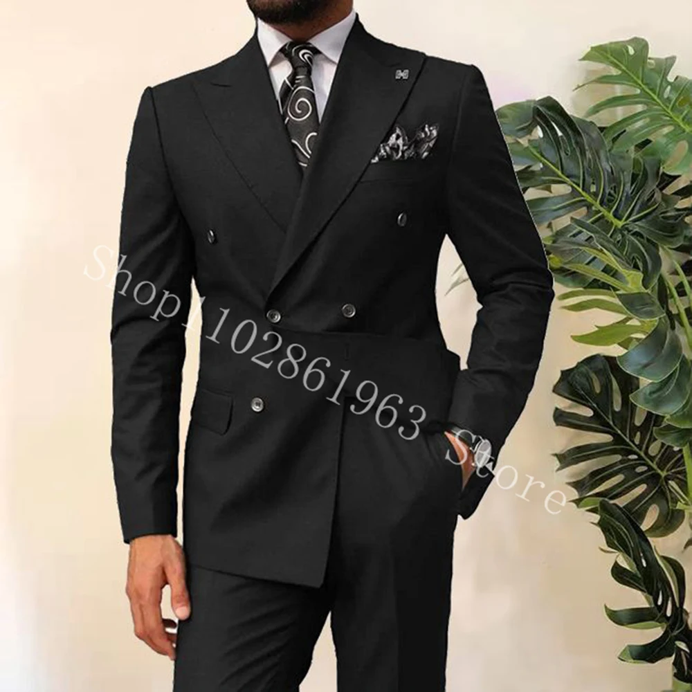 2023 Latest Men's Suit Blazer Pants Designs Slim Fit Peak Lapel Double Breasted 2 Pieces Formal Men Wedding Tuxedo Costume Homme