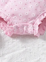 2PCS Summer Baby Girl Jumpsuit with Round Neck Butterfly Sleeve Design, Cute Sweet and Lively Princess Style Newborn Jumpsuit 5